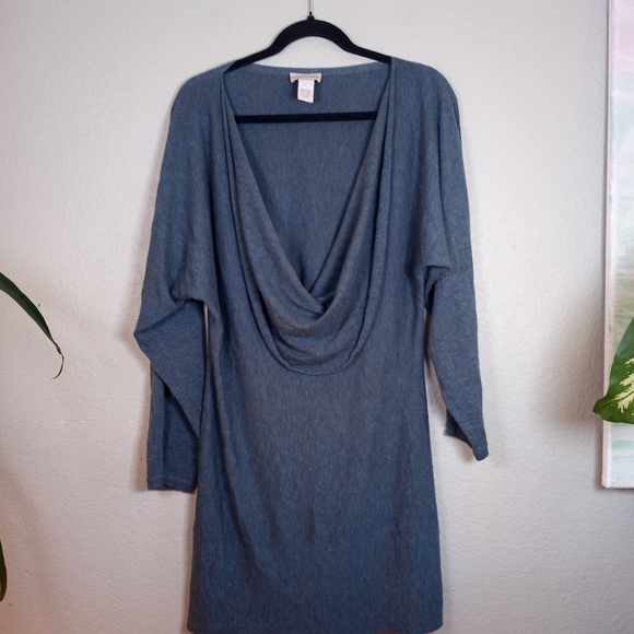 Soft Surroundings Wool Viscose Cowl Neck Flowy Dolman Sleeve Knit Casual Dress - Picture 2 of 6